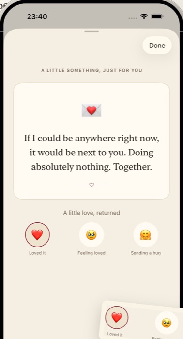 A note being read, with reaction options underneath