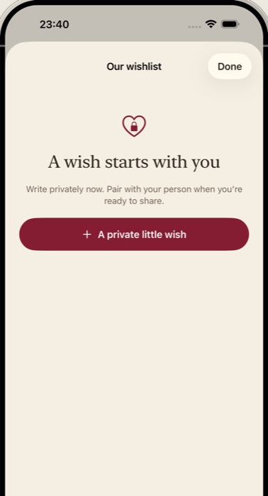 Starting a private wish, shared only when both partners are ready